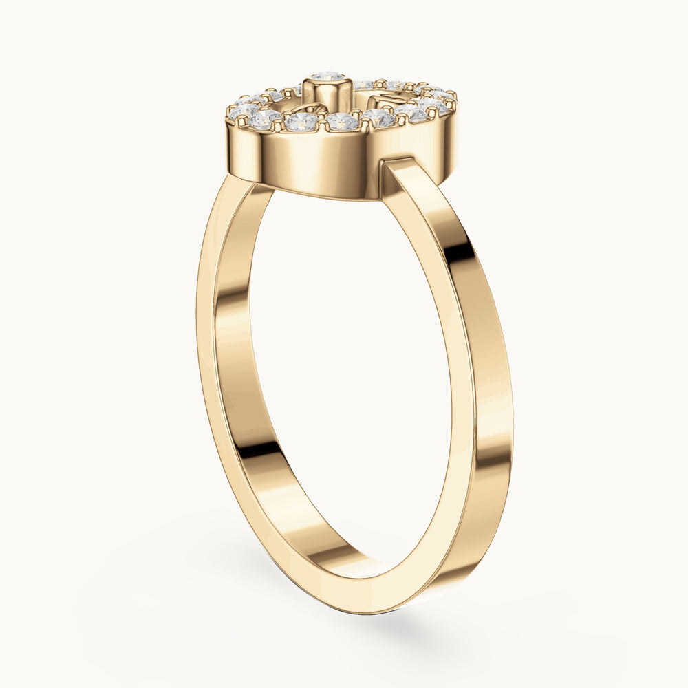 Round lab-grown diamond open frame ring in yellow gold, 0.17 CT TW, view 1
