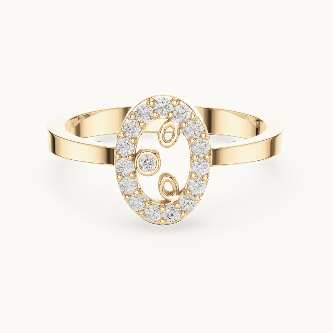 Round lab-grown diamond open frame ring in yellow gold, 0.17 CT TW, view 4