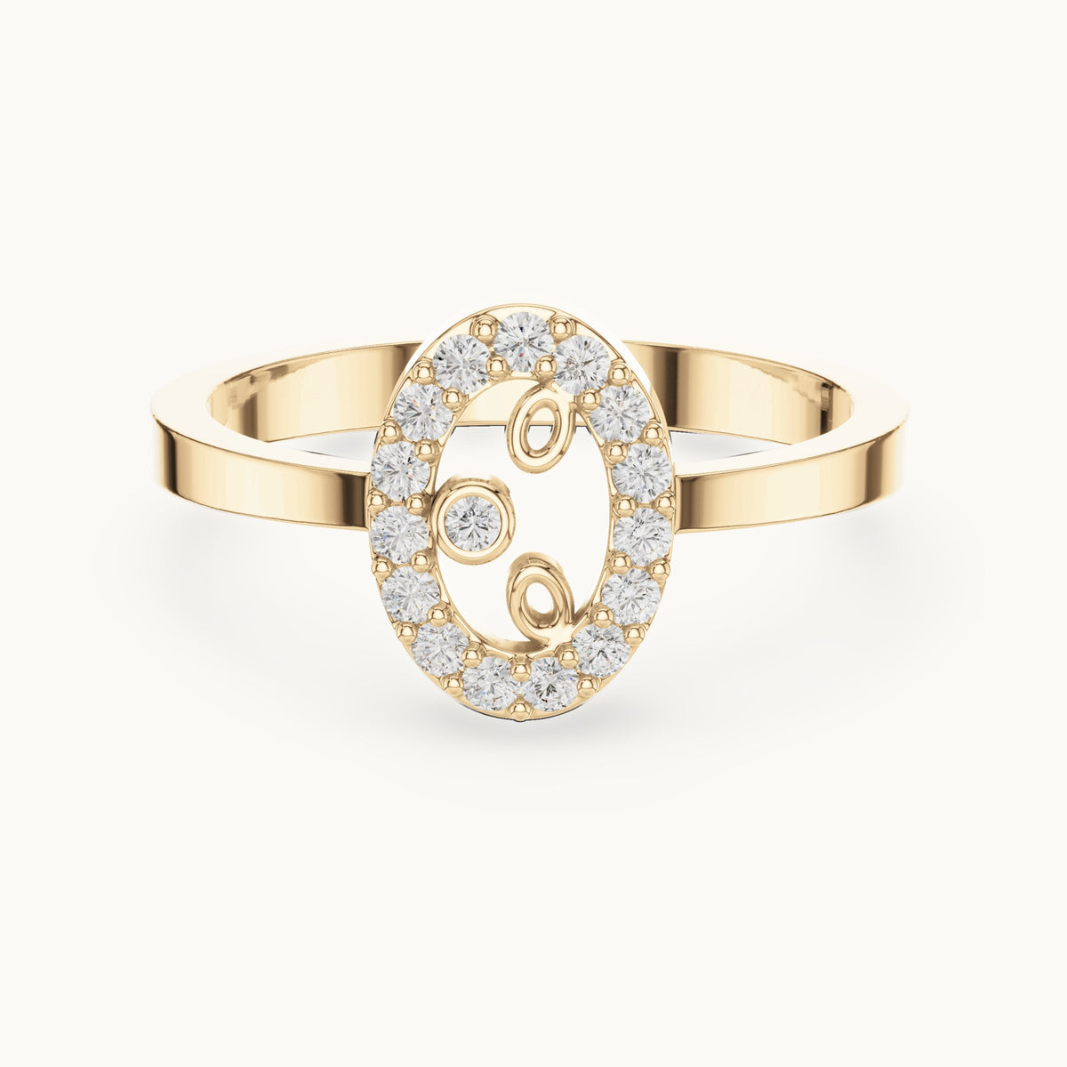 Round lab-grown diamond open frame ring in yellow gold, 0.17 CT TW, view 4