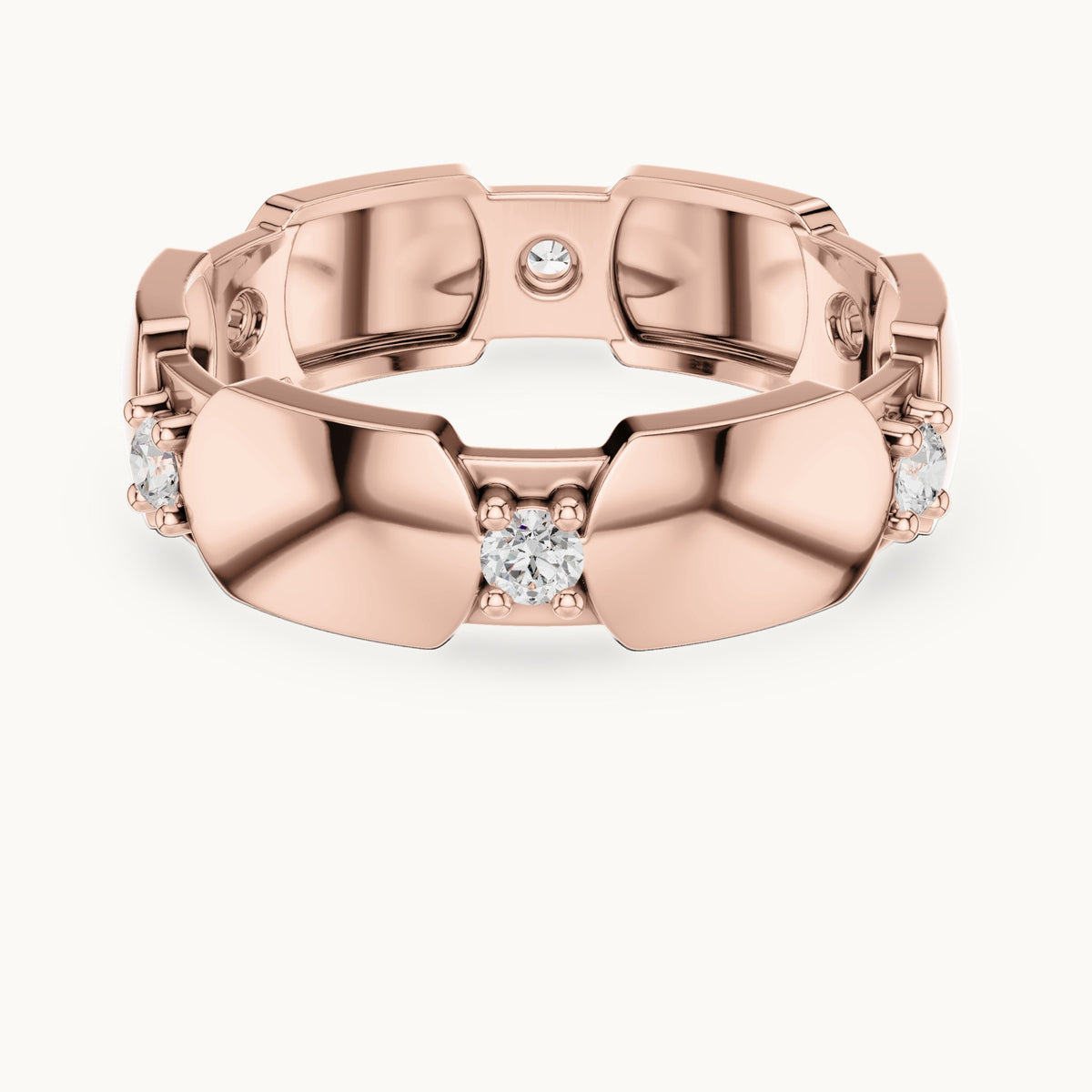 Round lab-grown diamond station full eternity band in rose gold, 0.21 CT TW, view 4