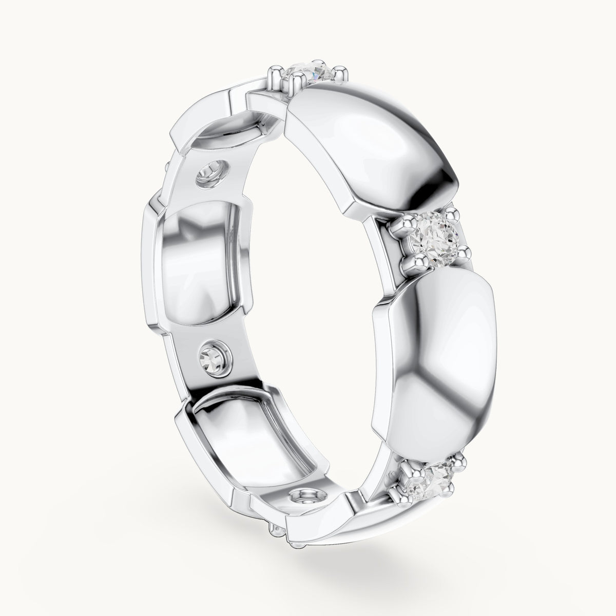 Round lab-grown diamond station full eternity band in white gold, 0.21 CT TW, view 1
