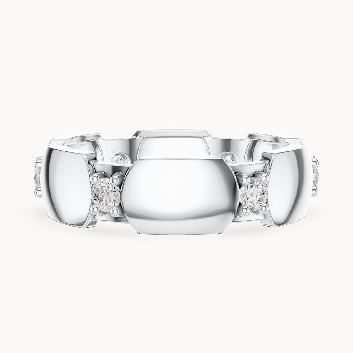 Round lab-grown diamond station full eternity band in white gold, 0.21 CT TW, view 3