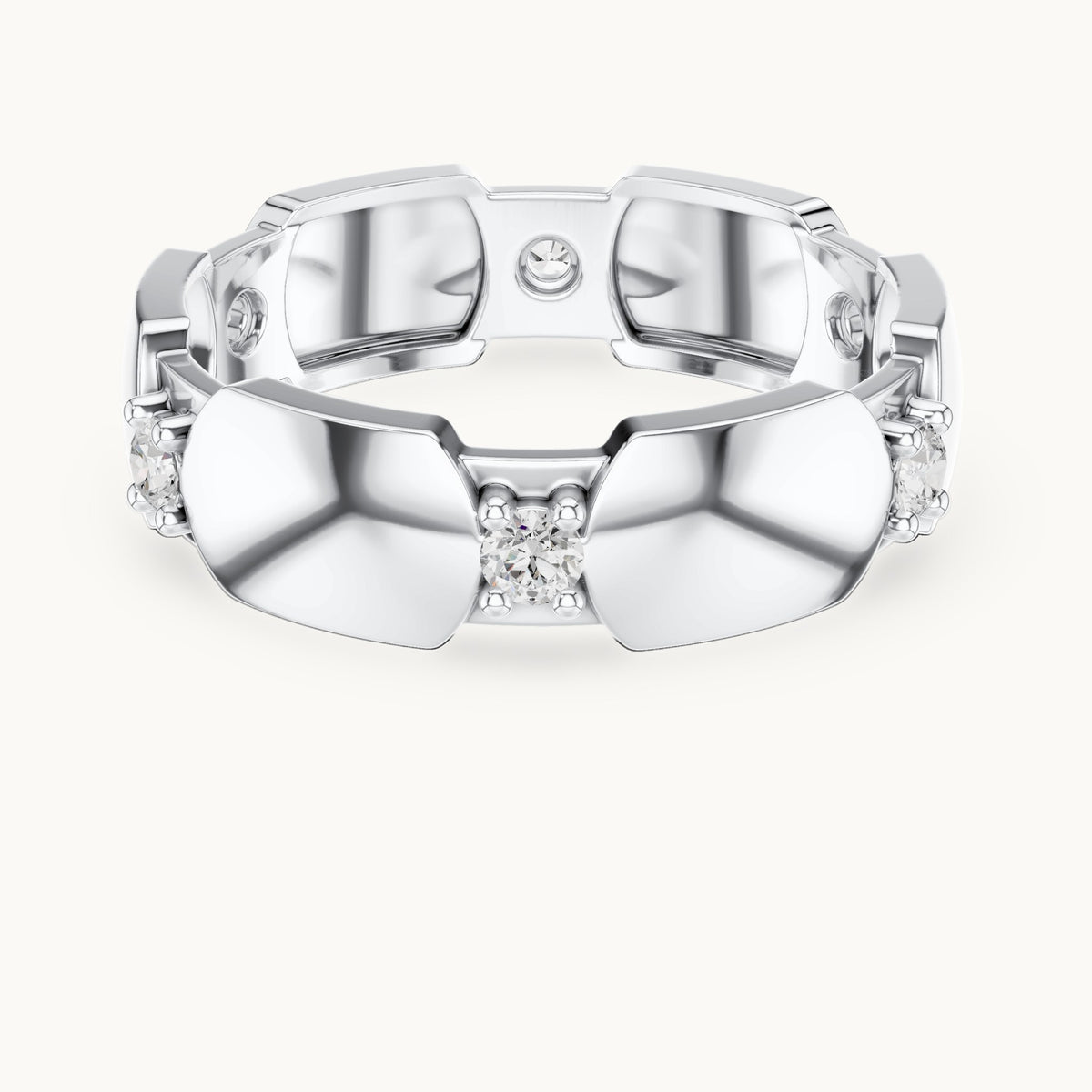 Round lab-grown diamond station full eternity band in white gold, 0.21 CT TW, view 4
