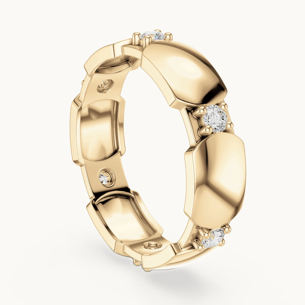 Round lab-grown diamond station full eternity band in yellow gold, 0.21 CT TW, view 1