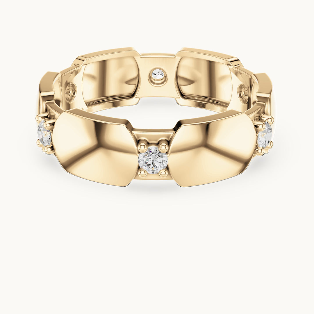 Round lab-grown diamond station full eternity band in yellow gold, 0.21 CT TW, view 4