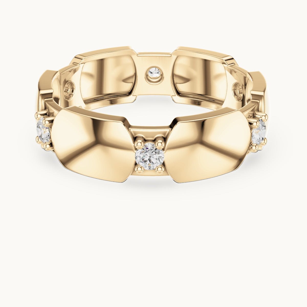 Round lab-grown diamond station full eternity band in yellow gold, 0.21 CT TW, view 4