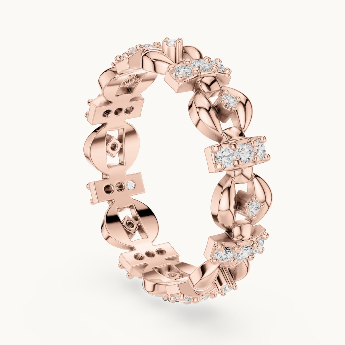 Round lab-grown diamond openwork full eternity band in rose gold, 0.424 CT TW, view 1