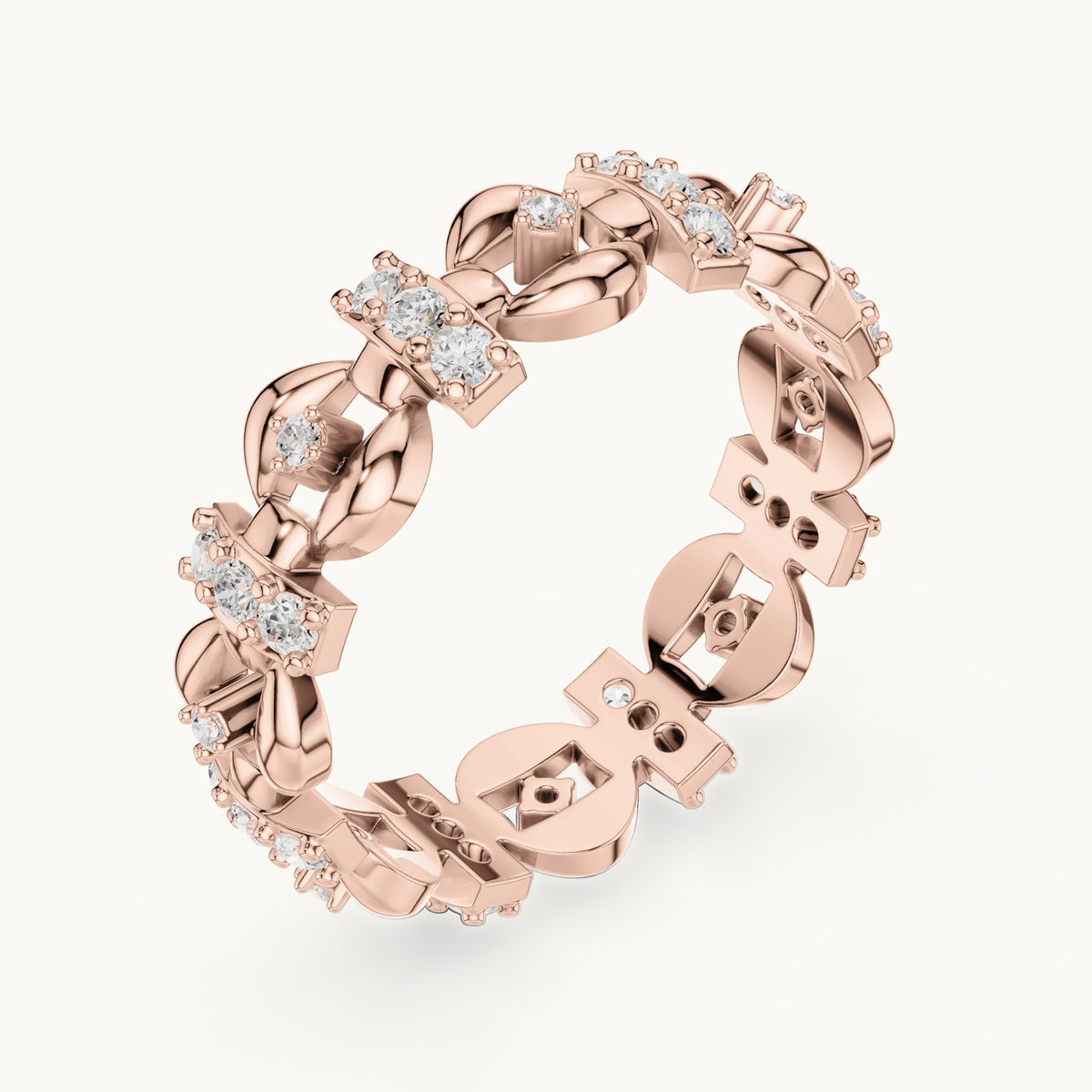 Round lab-grown diamond openwork full eternity band in rose gold, 0.424 CT TW, view 2