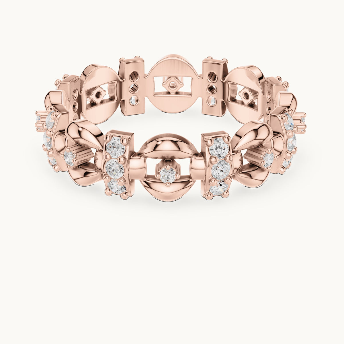 Round lab-grown diamond openwork full eternity band in rose gold, 0.424 CT TW, view 4