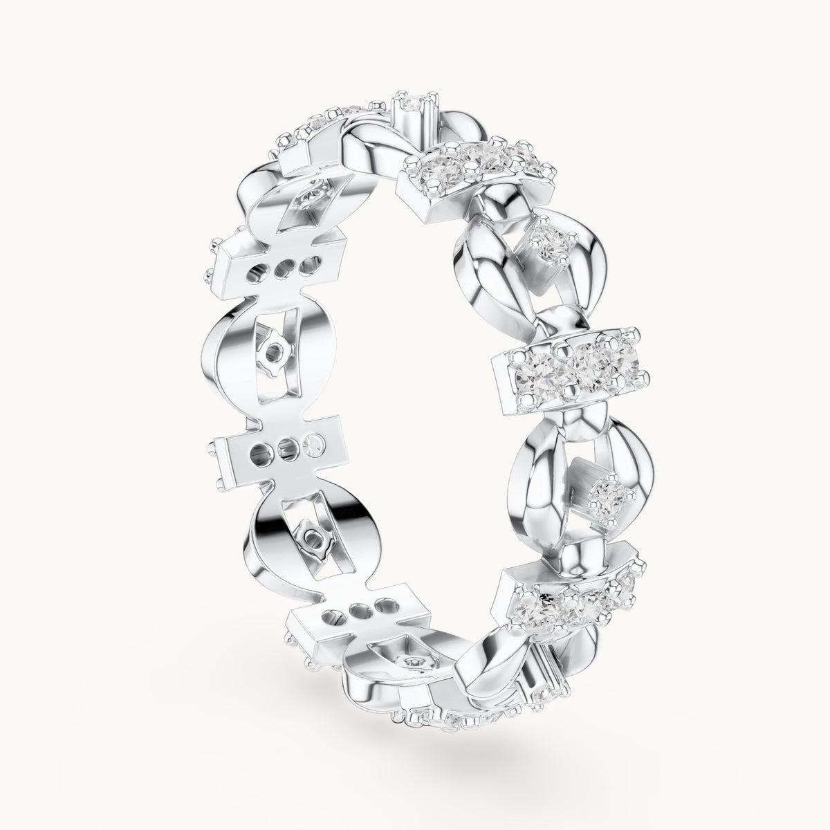 Round lab-grown diamond openwork full eternity band in white gold, 0.424 CT TW, view 1