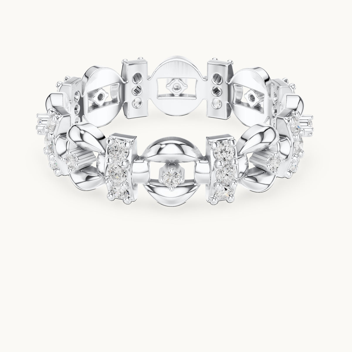 Round lab-grown diamond openwork full eternity band in white gold, 0.424 CT TW, view 4