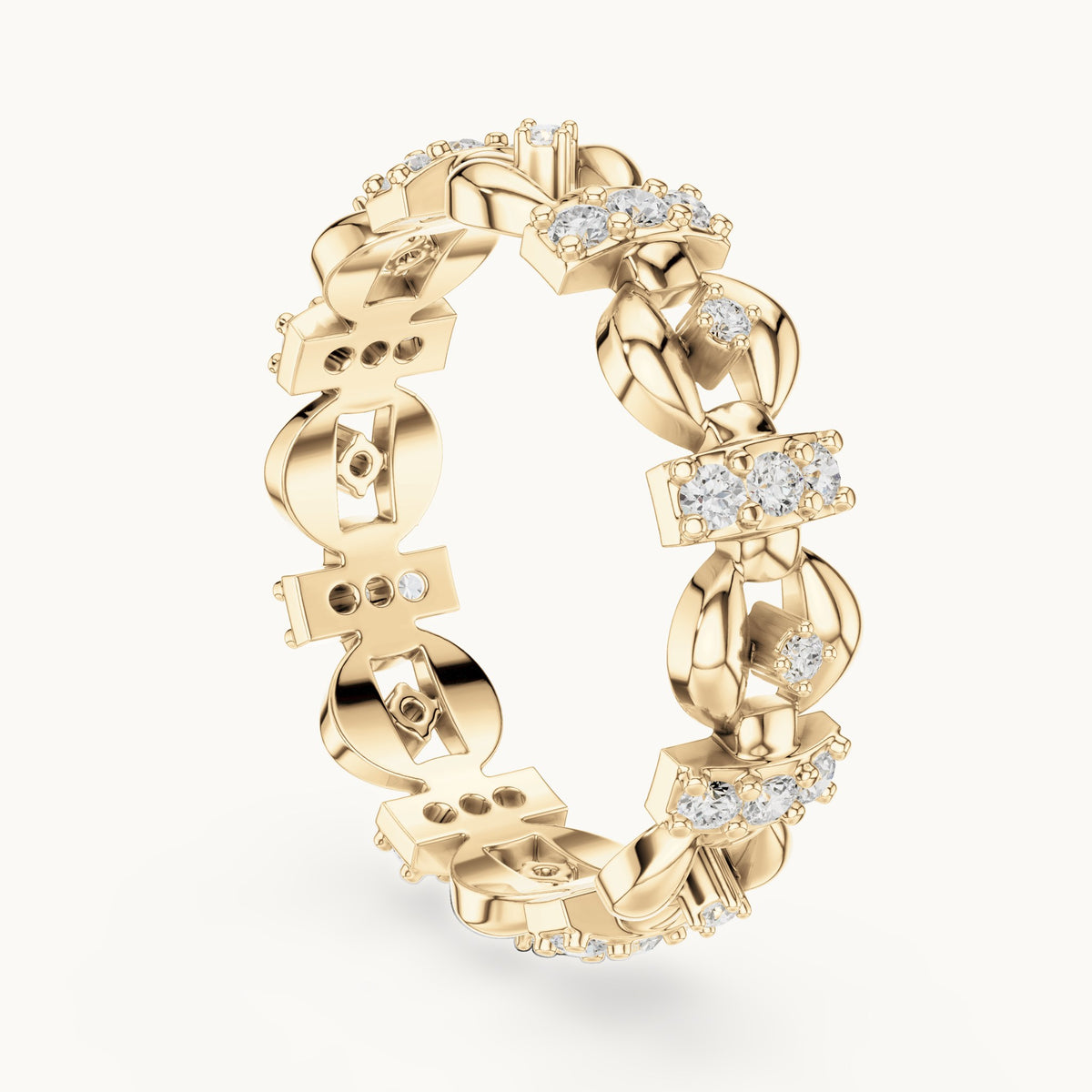 Round lab-grown diamond openwork full eternity band in yellow gold, 0.424 CT TW, view 1