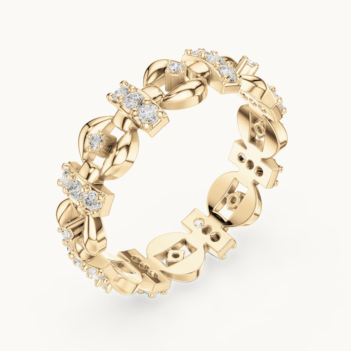 Round lab-grown diamond openwork full eternity band in yellow gold, 0.424 CT TW, view 2