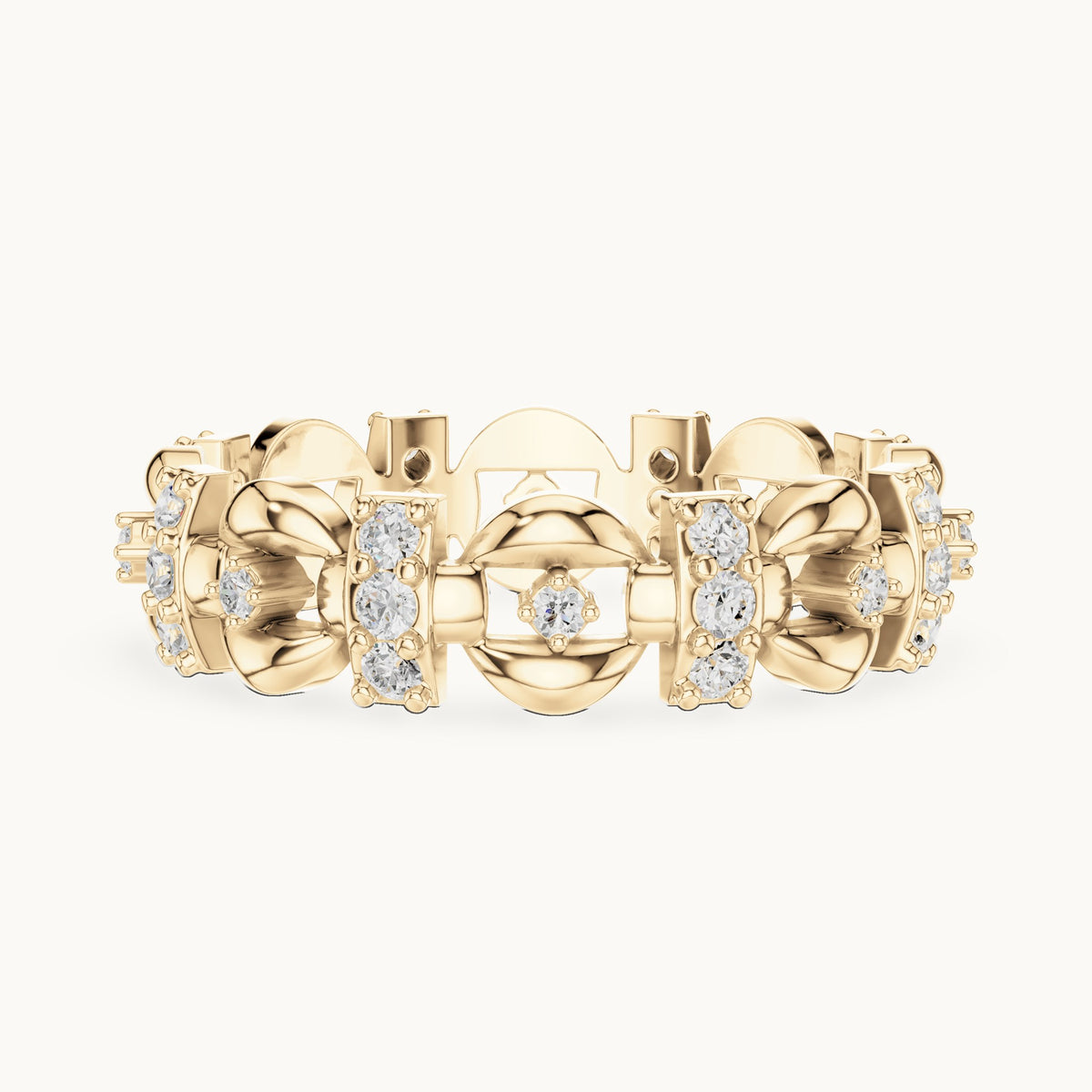 Round lab-grown diamond openwork full eternity band in yellow gold, 0.424 CT TW, view 3