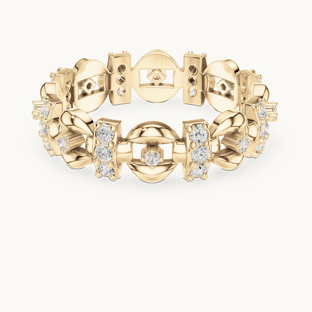 Round lab-grown diamond openwork full eternity band in yellow gold, 0.424 CT TW, view 4