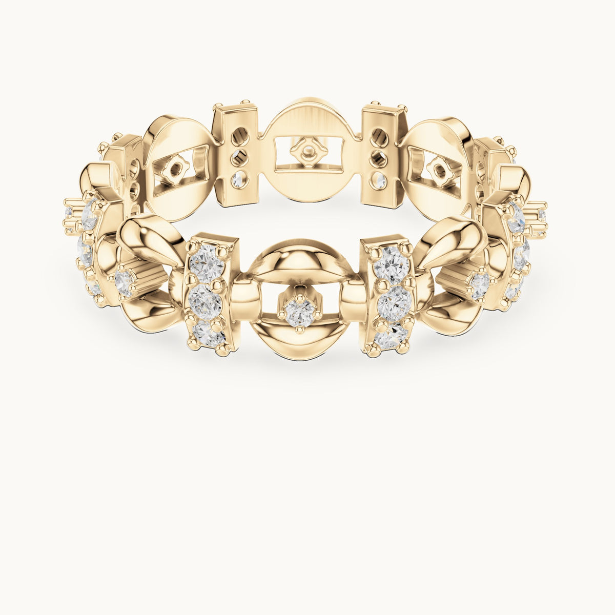 Round lab-grown diamond openwork full eternity band in yellow gold, 0.424 CT TW, view 4