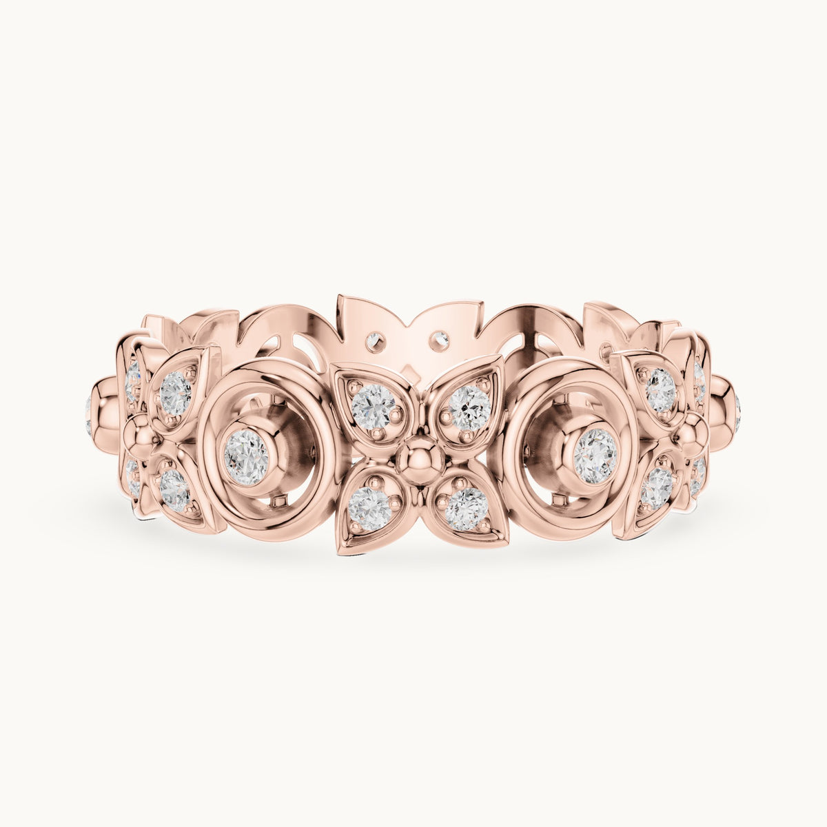 Round lab-grown diamond openwork full eternity band in rose gold, 0.36 CT TW, view 3