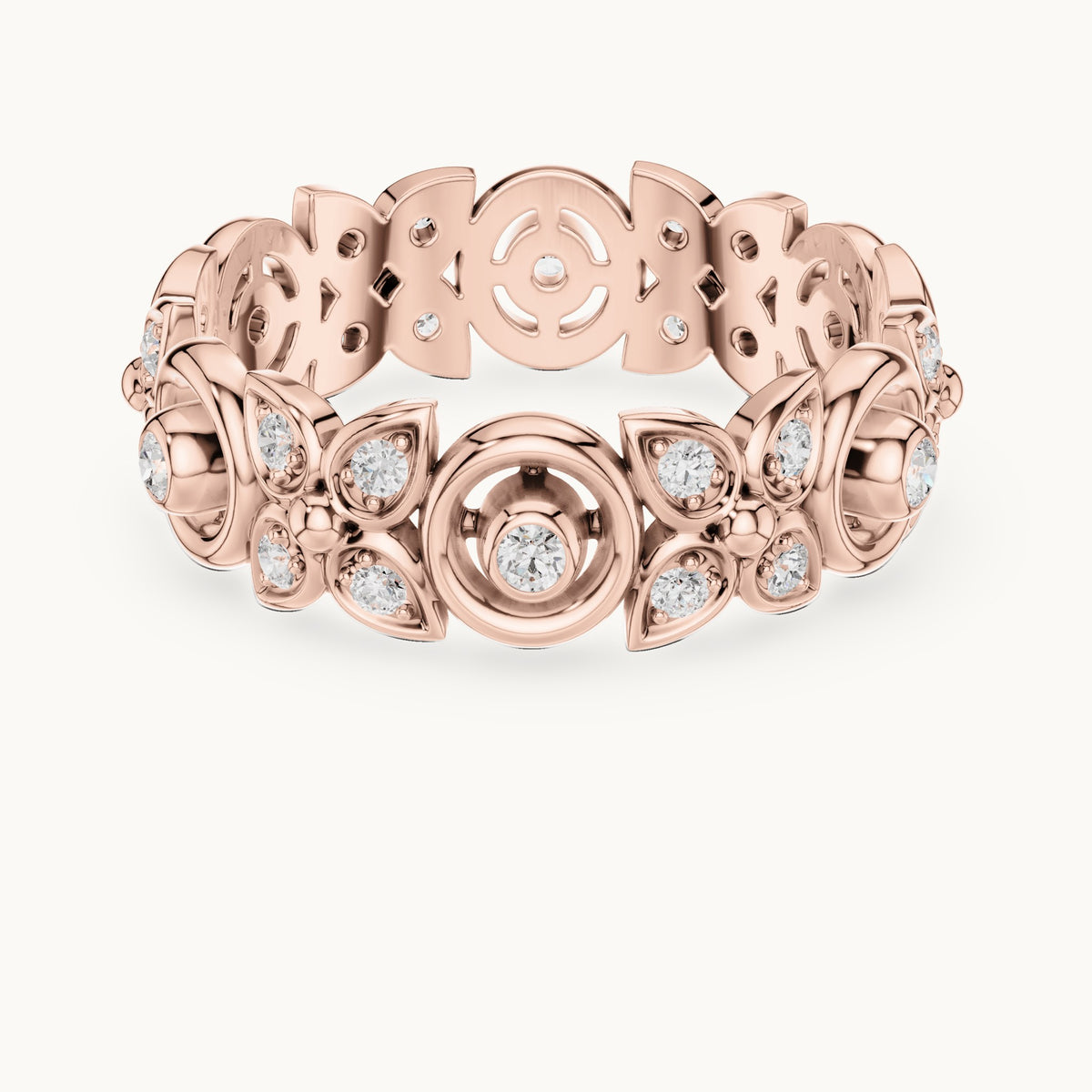 Round lab-grown diamond openwork full eternity band in rose gold, 0.36 CT TW, view 4