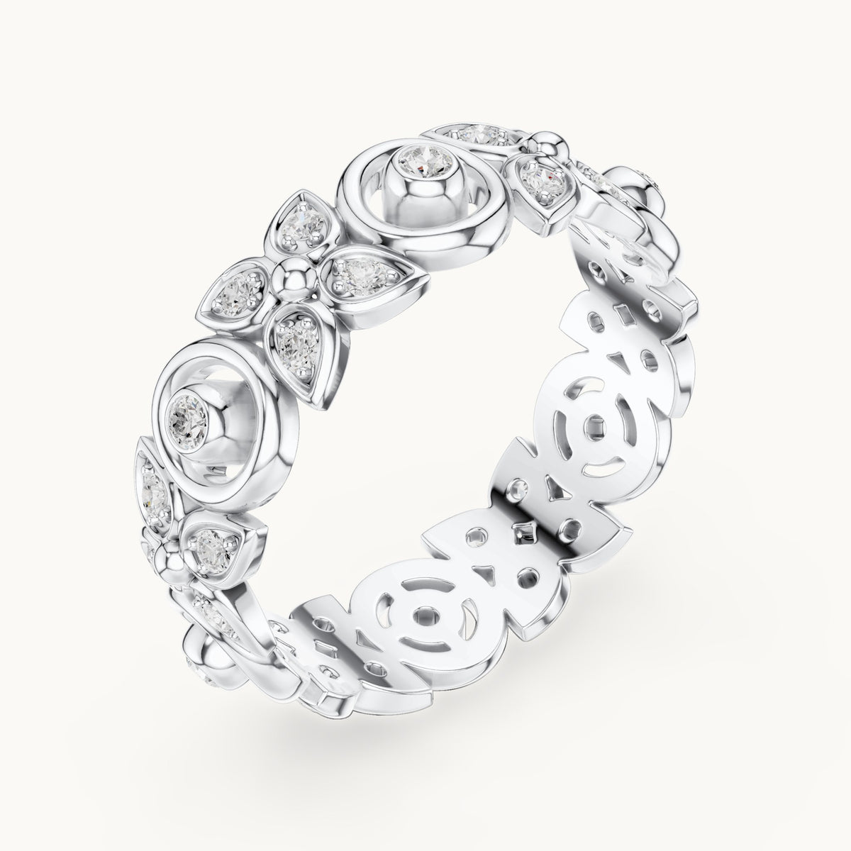 Round lab-grown diamond openwork full eternity band in white gold, 0.36 CT TW, view 2