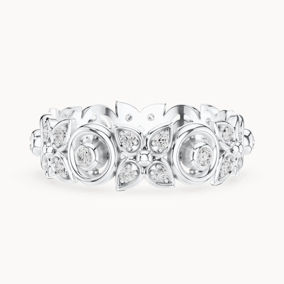 Round lab-grown diamond openwork full eternity band in white gold, 0.36 CT TW, view 3