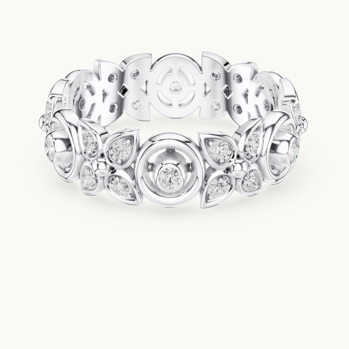 Round lab-grown diamond openwork full eternity band in white gold, 0.36 CT TW, view 4
