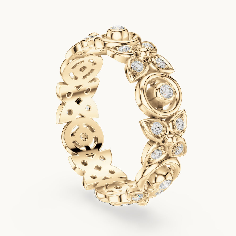 Round lab-grown diamond openwork full eternity band in yellow gold, 0.36 CT TW, view 1