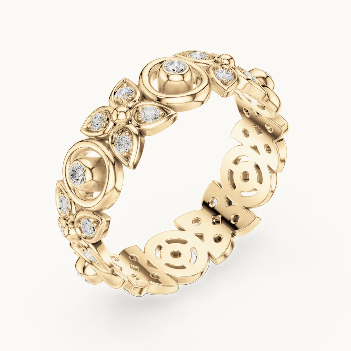 Round lab-grown diamond openwork full eternity band in yellow gold, 0.36 CT TW, view 2