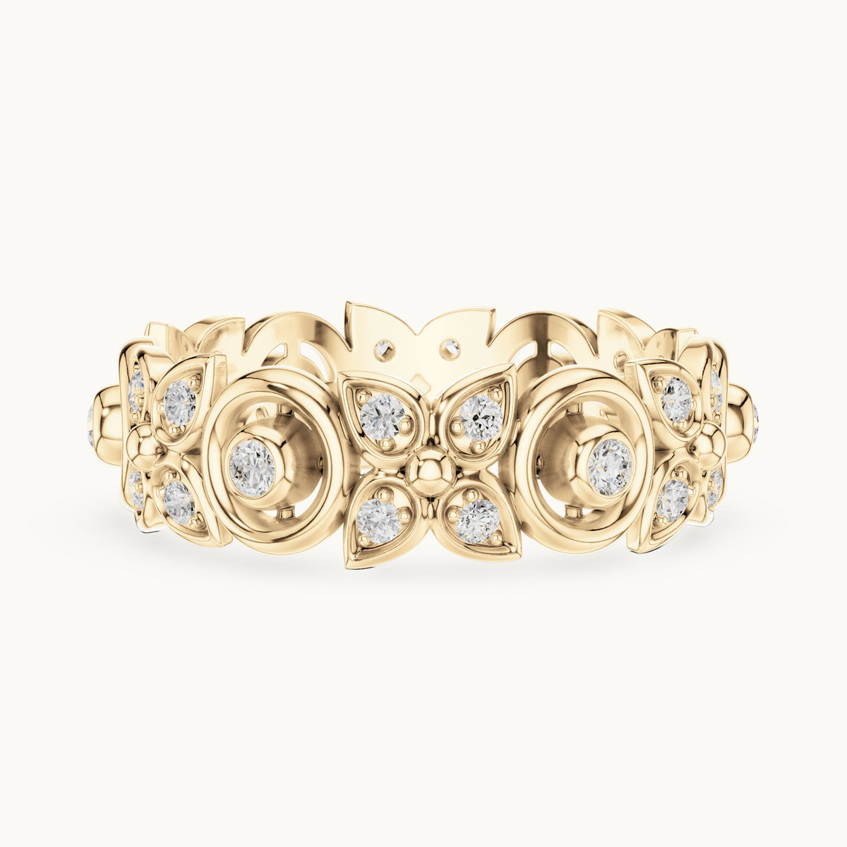 Round lab-grown diamond openwork full eternity band in yellow gold, 0.36 CT TW, view 3
