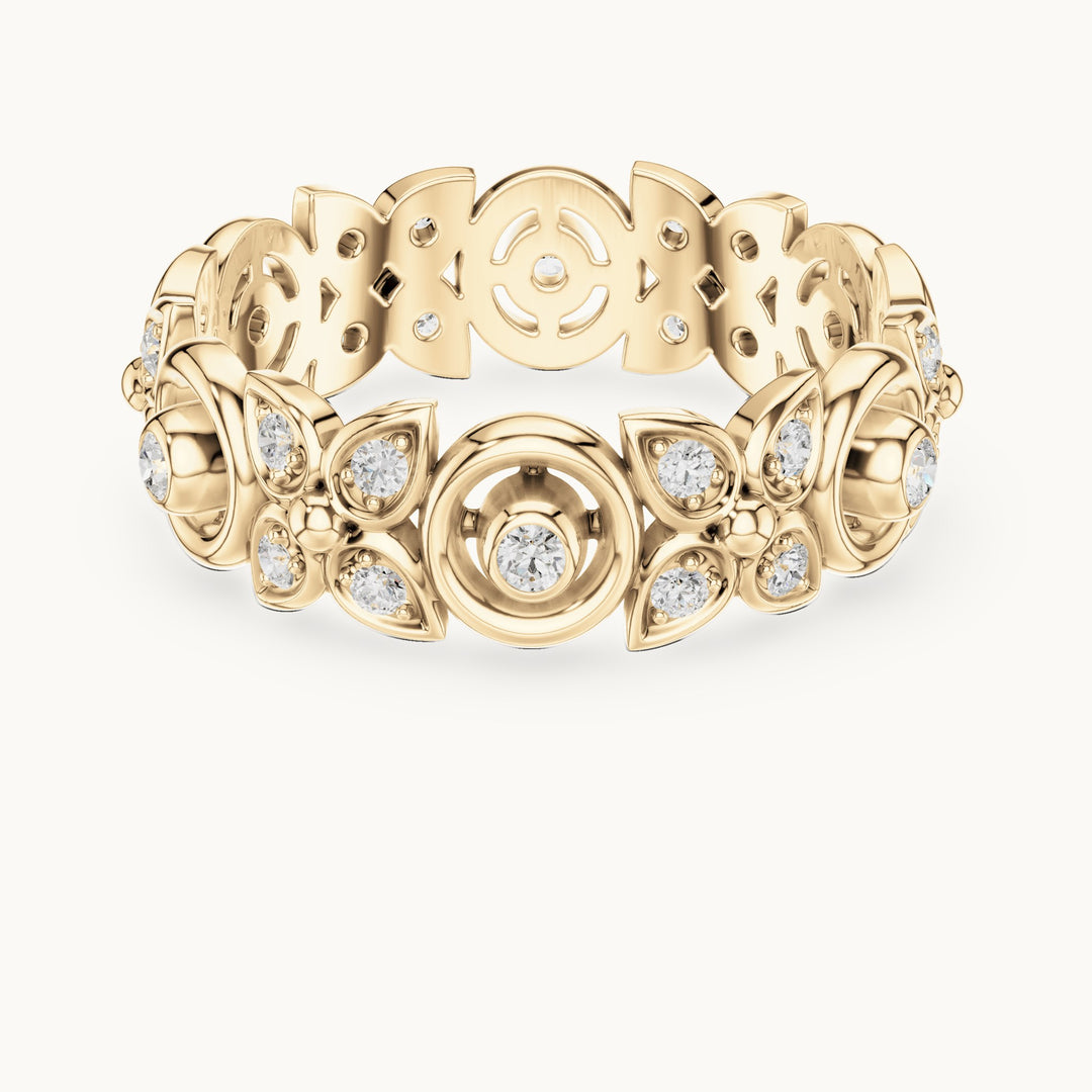 Round lab-grown diamond openwork full eternity band in yellow gold, 0.36 CT TW, view 4