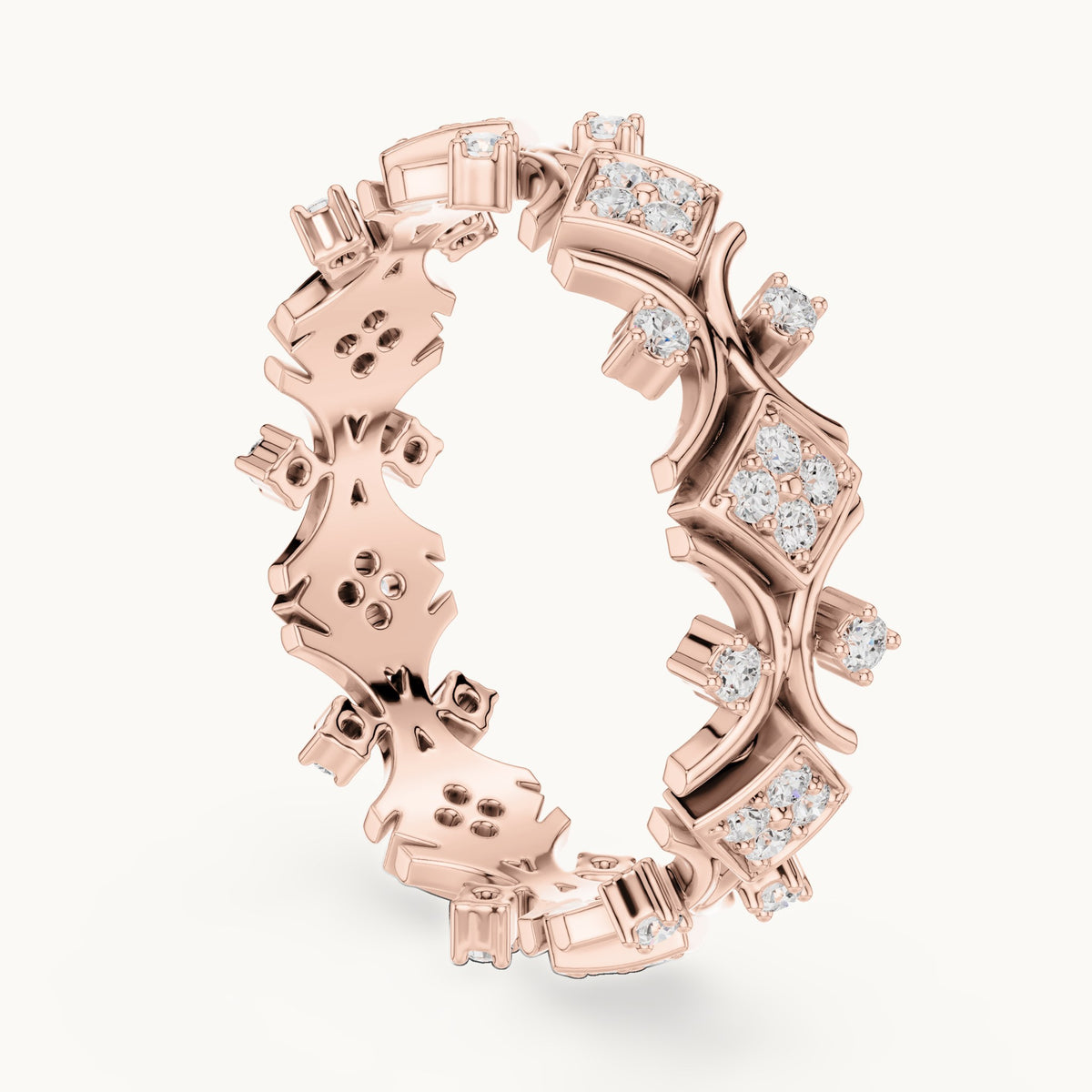 Round lab-grown diamond openwork full eternity band in rose gold, 0.416 CT TW, view 1