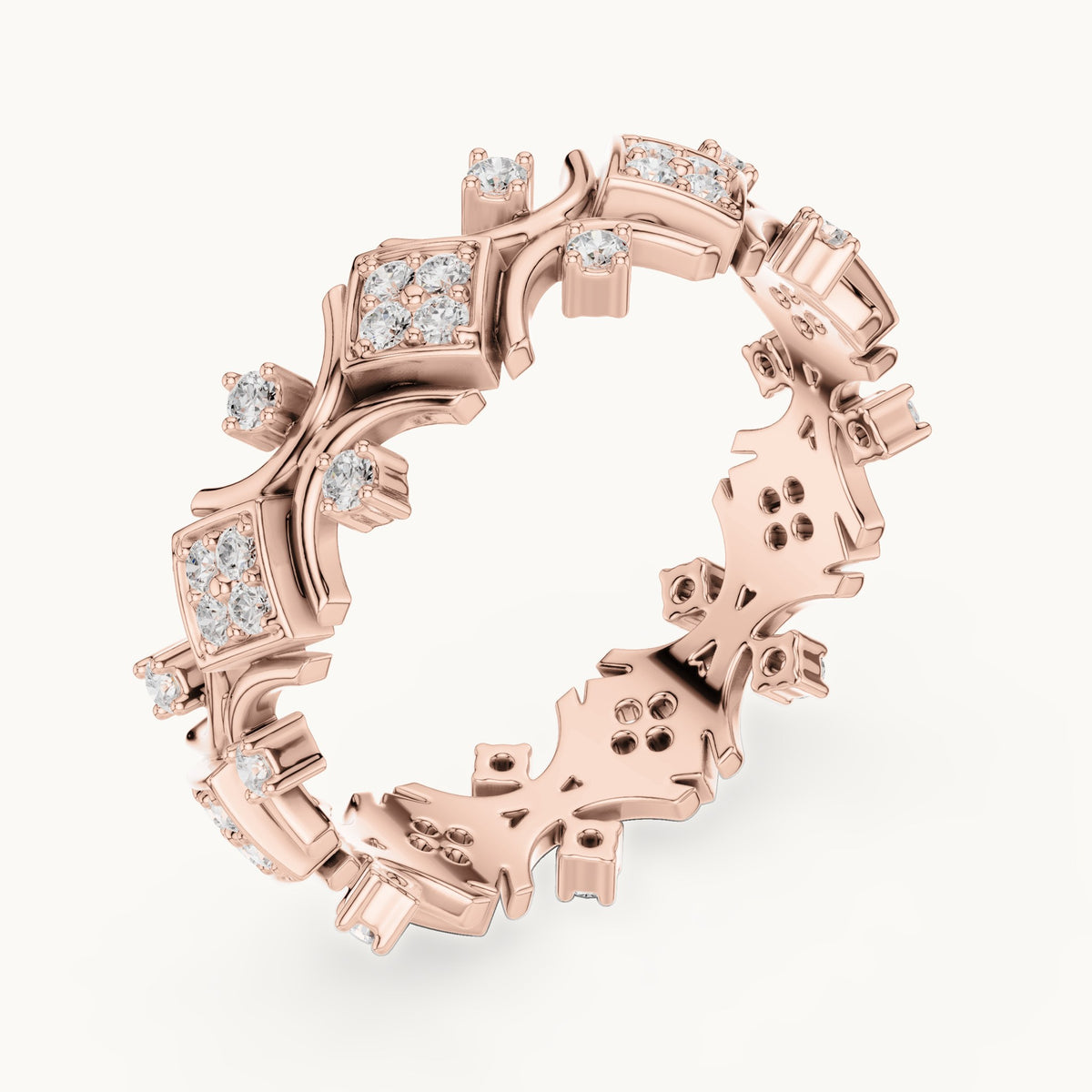 Round lab-grown diamond openwork full eternity band in rose gold, 0.416 CT TW, view 2