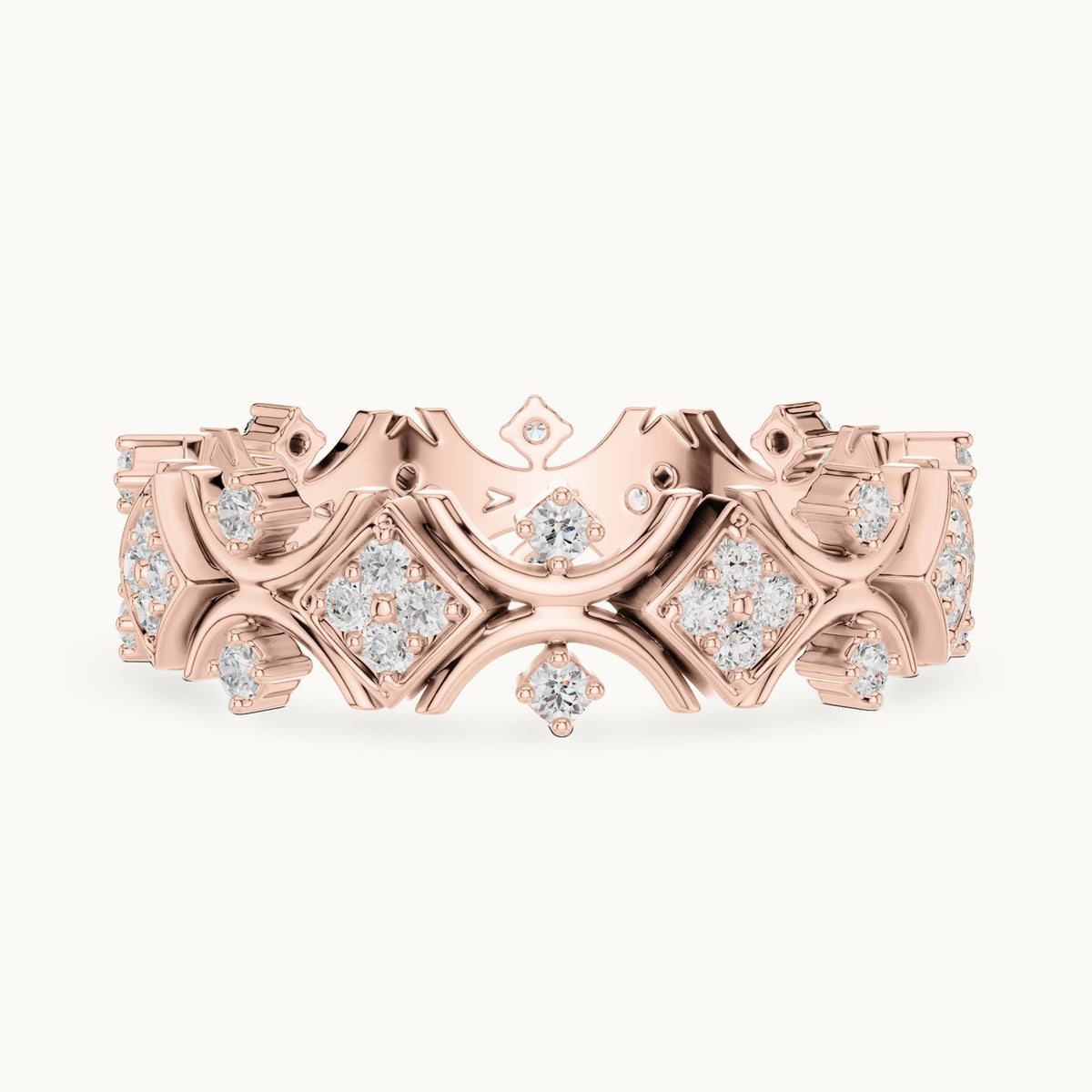 Round lab-grown diamond openwork full eternity band in rose gold, 0.416 CT TW, view 3