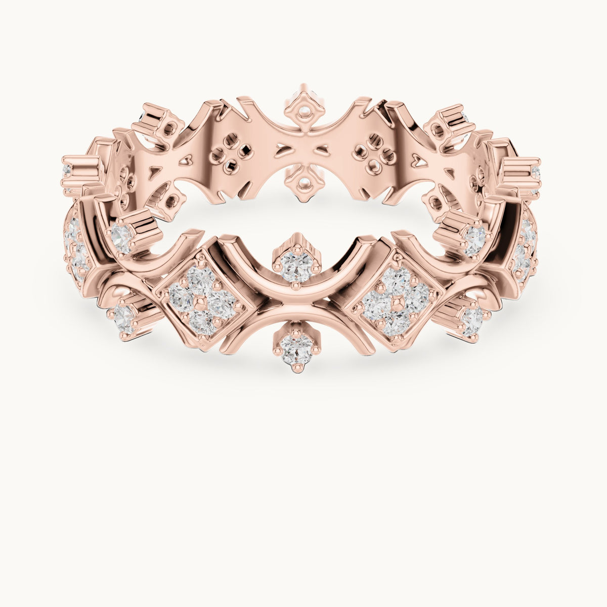 Round lab-grown diamond openwork full eternity band in rose gold, 0.416 CT TW, view 4