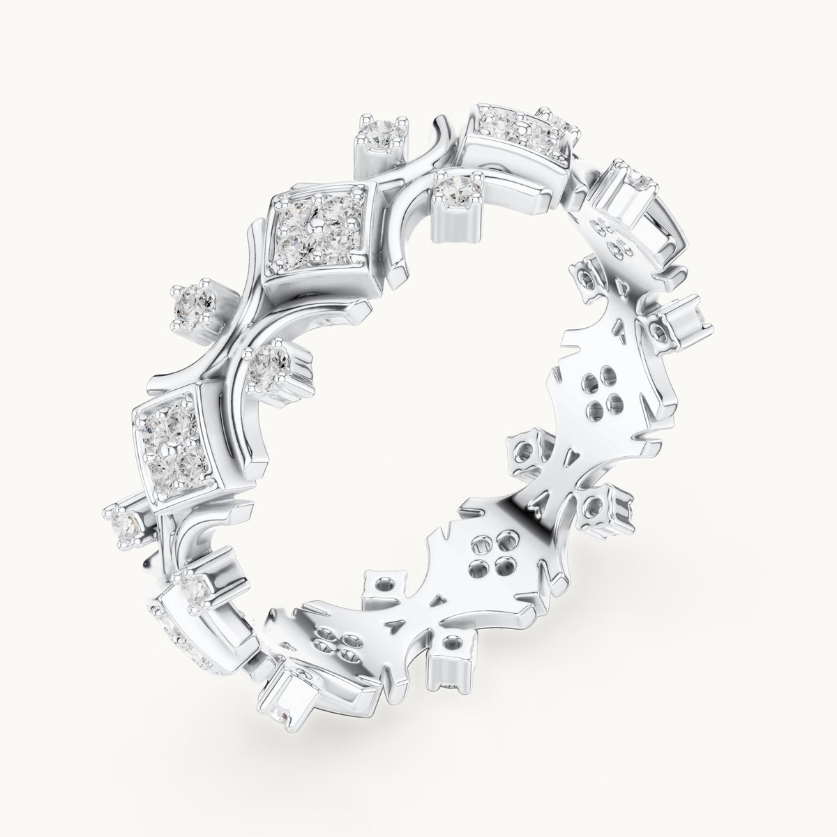Round lab-grown diamond openwork full eternity band in white gold, 0.416 CT TW, view 2