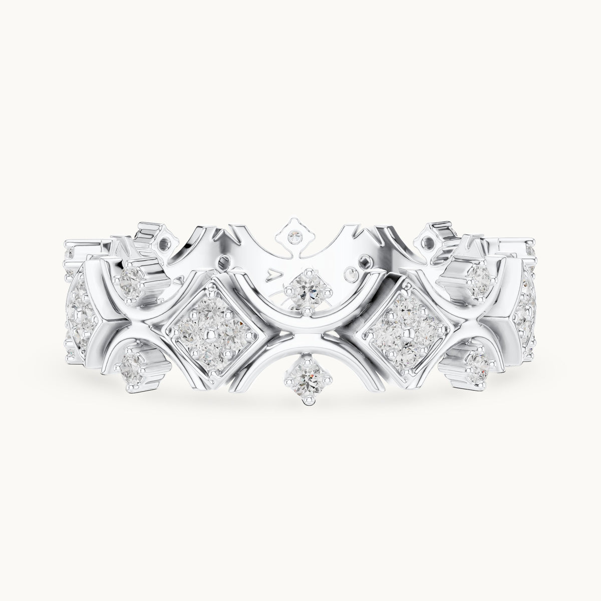 Round lab-grown diamond openwork full eternity band in white gold, 0.416 CT TW, view 3