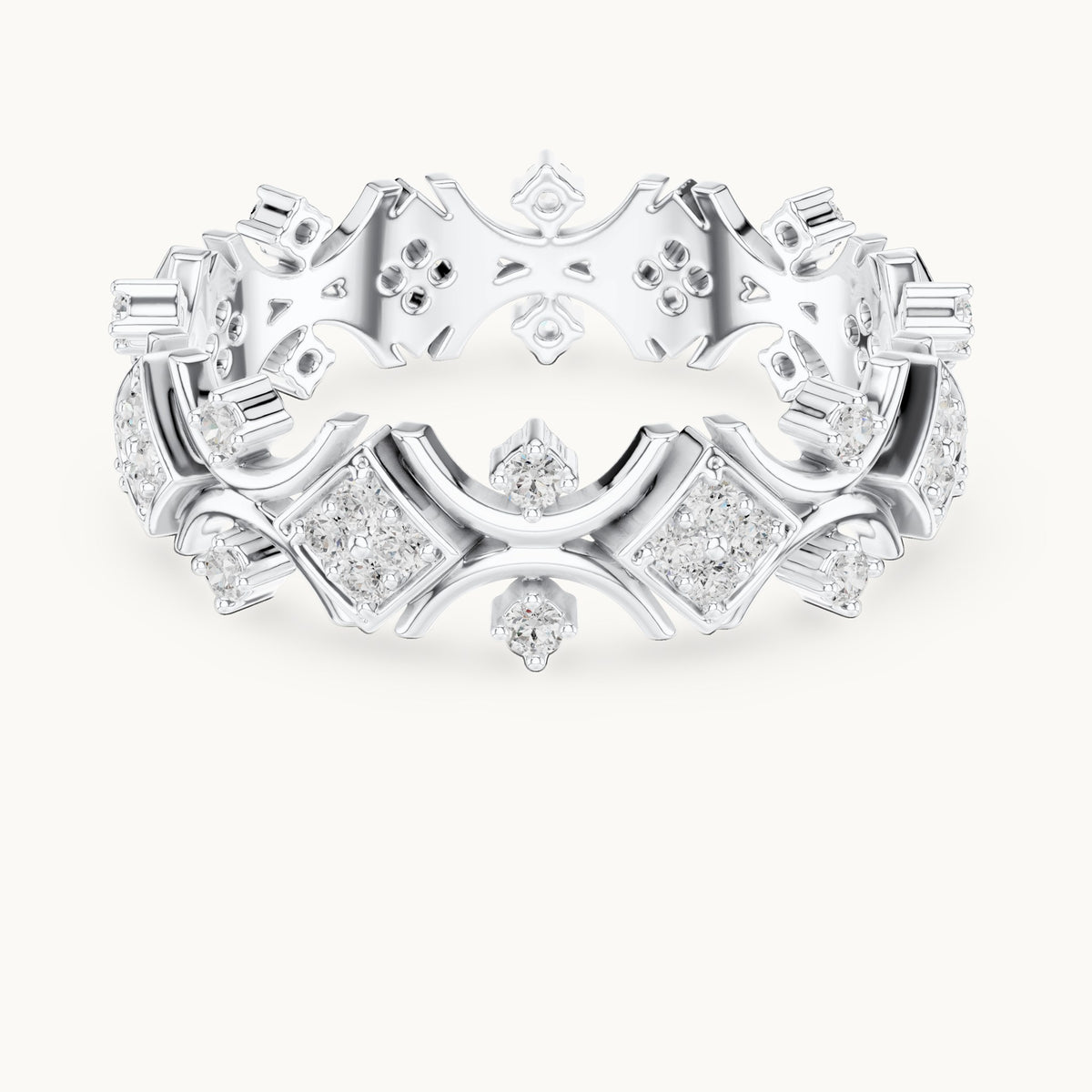 Round lab-grown diamond openwork full eternity band in white gold, 0.416 CT TW, view 4
