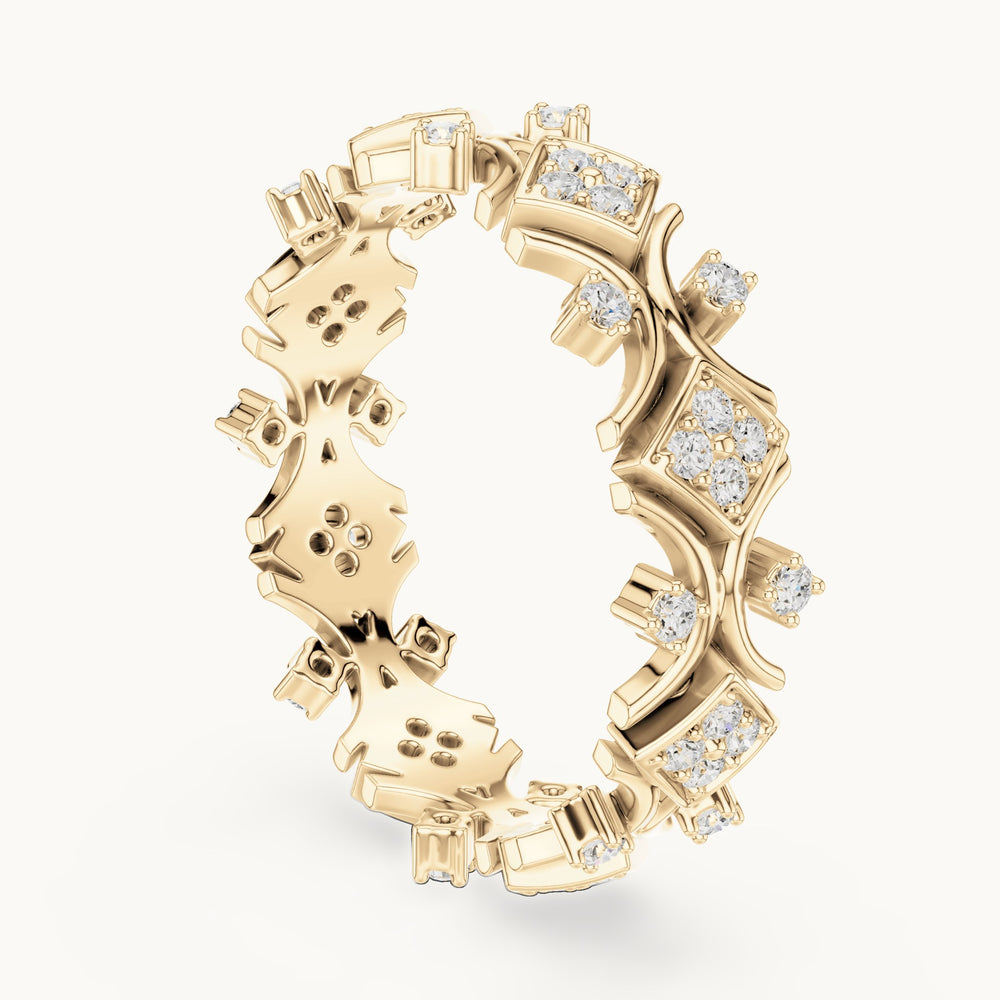 Round lab-grown diamond openwork full eternity band in yellow gold, 0.416 CT TW, view 1
