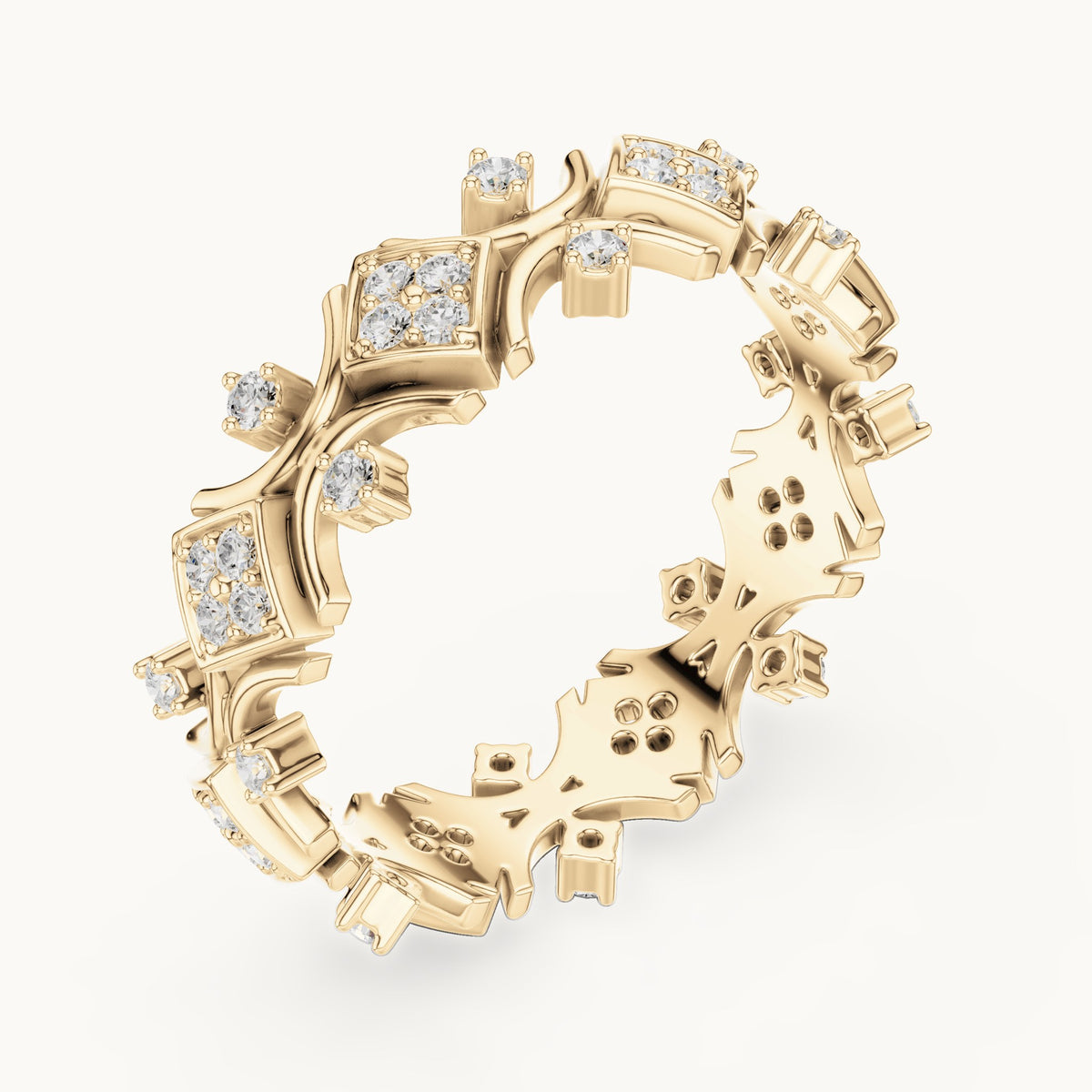 Round lab-grown diamond openwork full eternity band in yellow gold, 0.416 CT TW, view 2