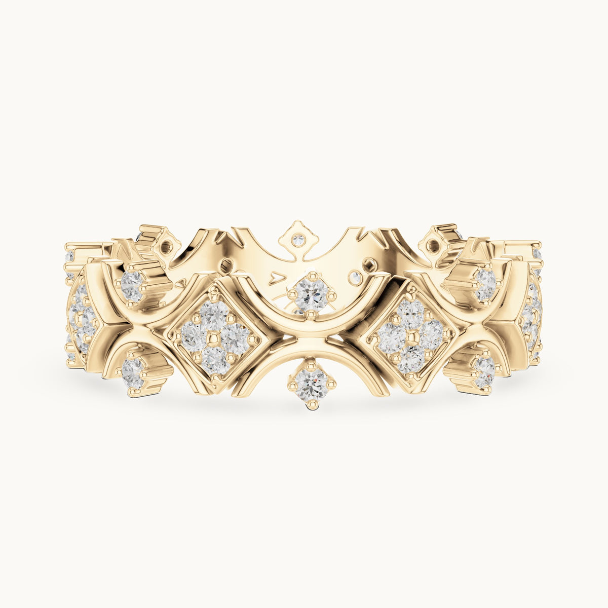 Round lab-grown diamond openwork full eternity band in yellow gold, 0.416 CT TW, view 3