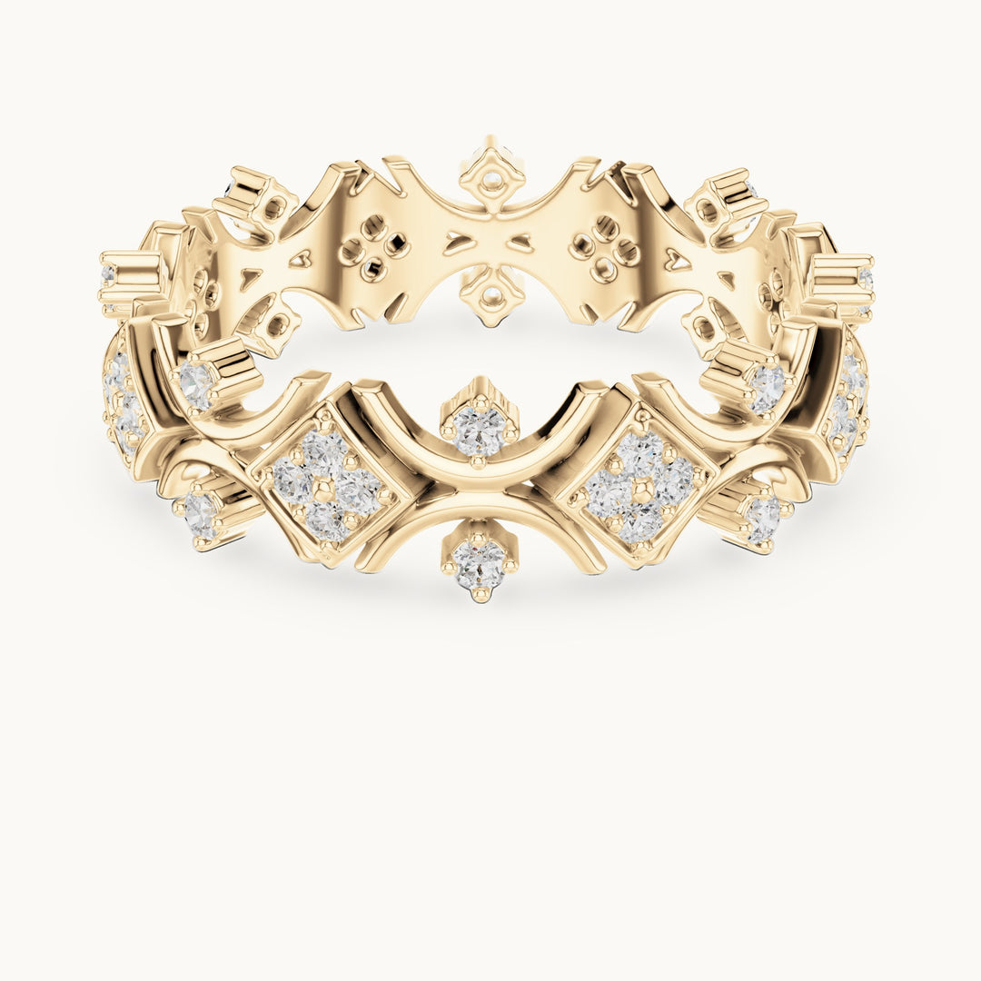Round lab-grown diamond openwork full eternity band in yellow gold, 0.416 CT TW, view 4