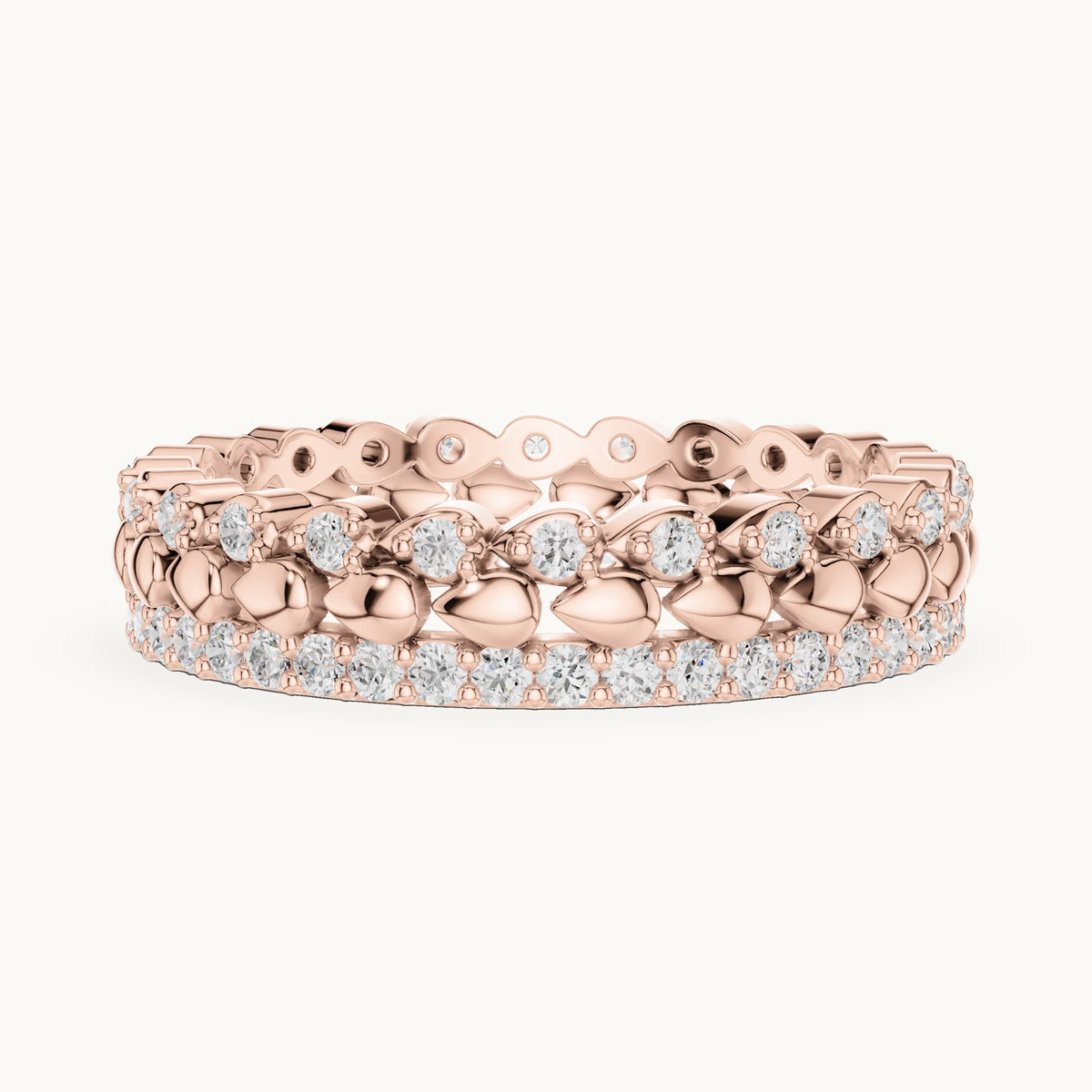 Round lab-grown diamond pavé full eternity band in rose gold, 0.67 CT TW, view 3