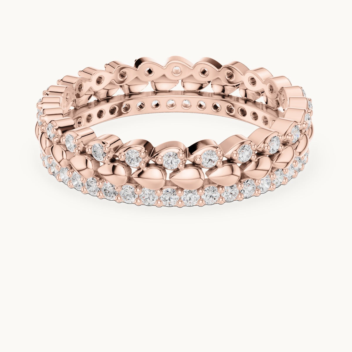 Round lab-grown diamond pavé full eternity band in rose gold, 0.67 CT TW, view 4