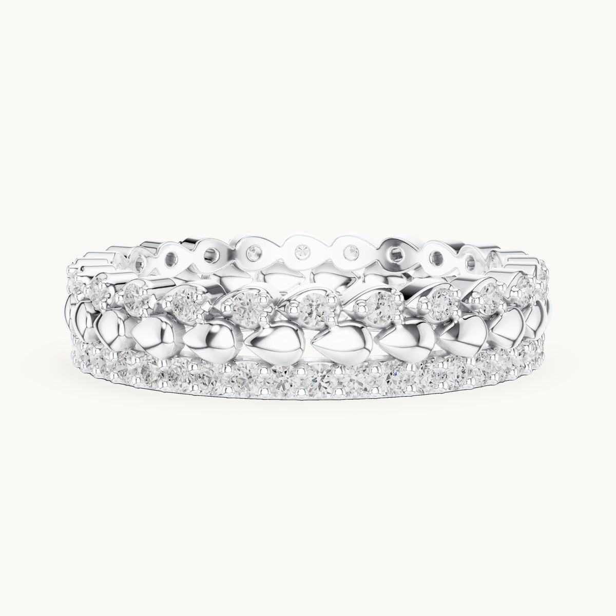 Round lab-grown diamond pavé full eternity band in white gold, 0.67 CT TW, view 3