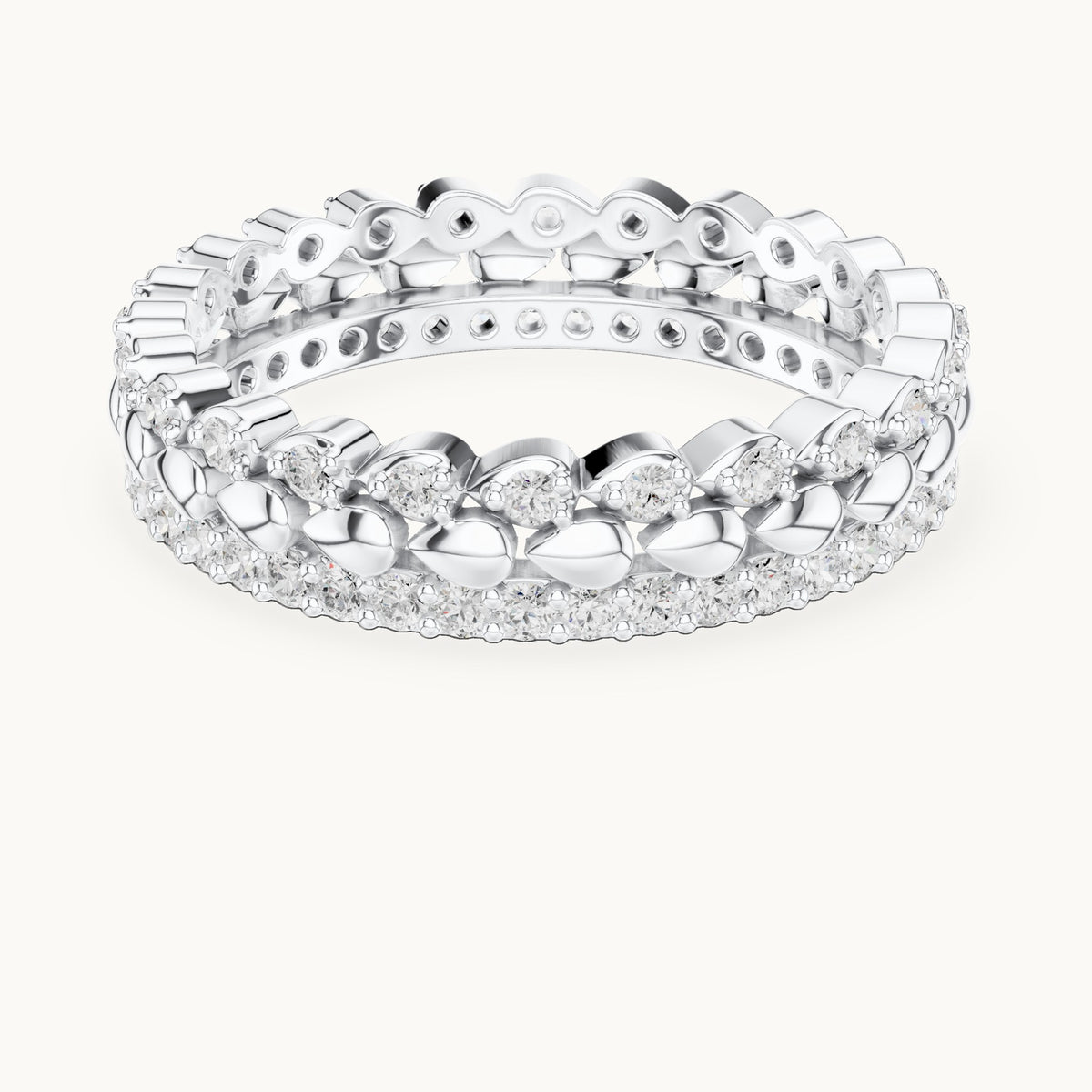 Round lab-grown diamond pavé full eternity band in white gold, 0.67 CT TW, view 4