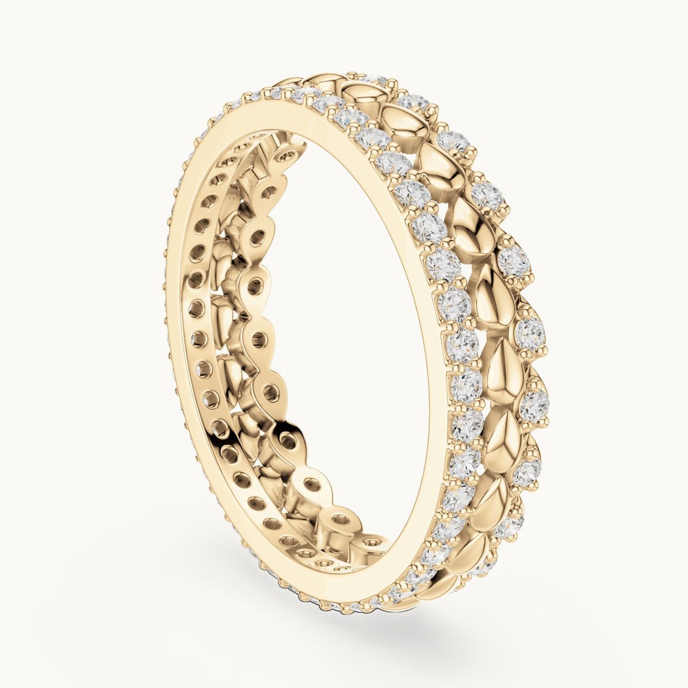 Round lab-grown diamond pavé full eternity band in yellow gold, 0.67 CT TW, view 1
