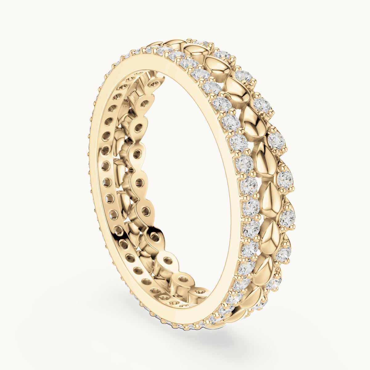 Round lab-grown diamond pavé full eternity band in yellow gold, 0.67 CT TW, view 1