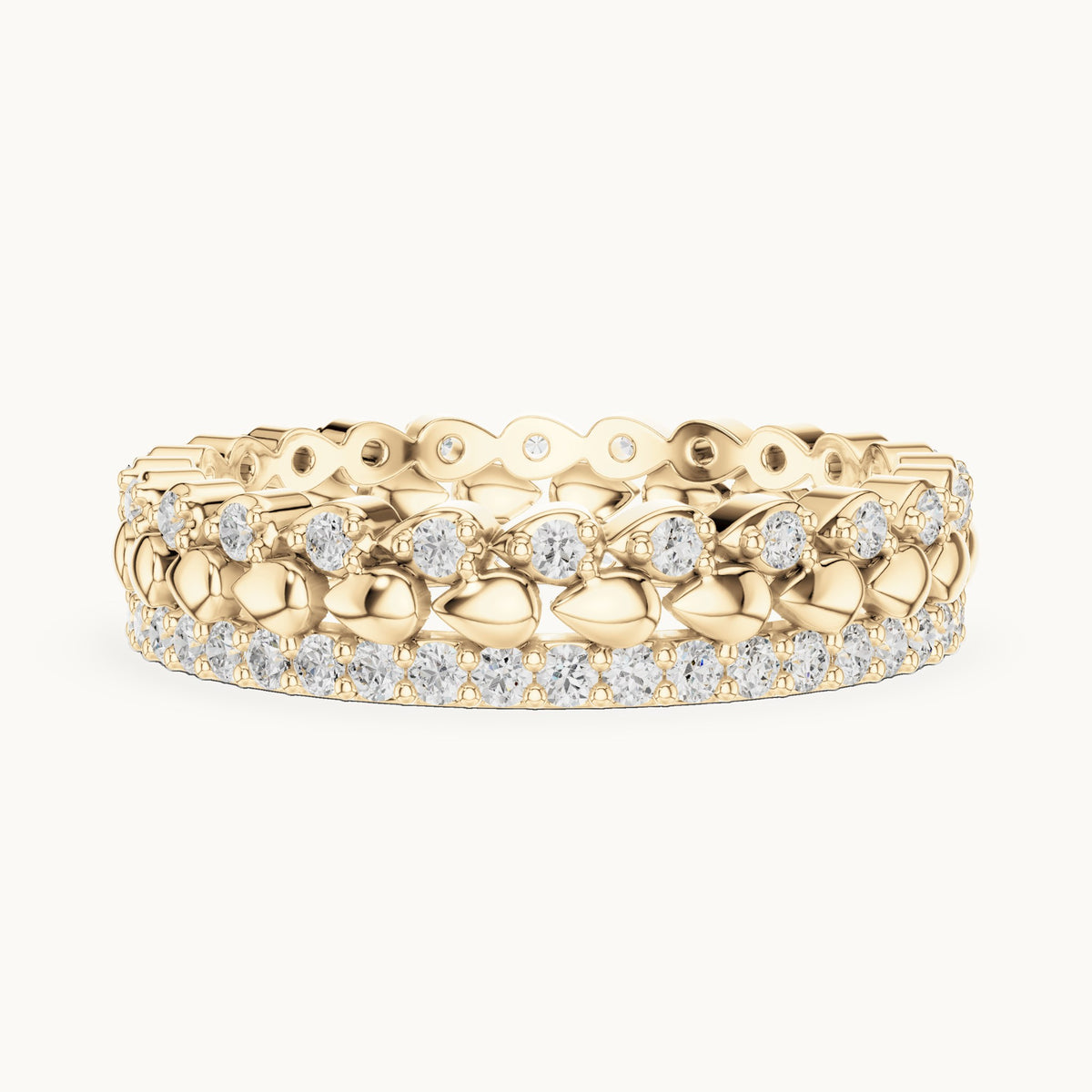 Round lab-grown diamond pavé full eternity band in yellow gold, 0.67 CT TW, view 3