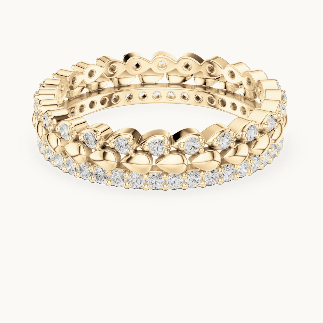 Round lab-grown diamond pavé full eternity band in yellow gold, 0.67 CT TW, view 4