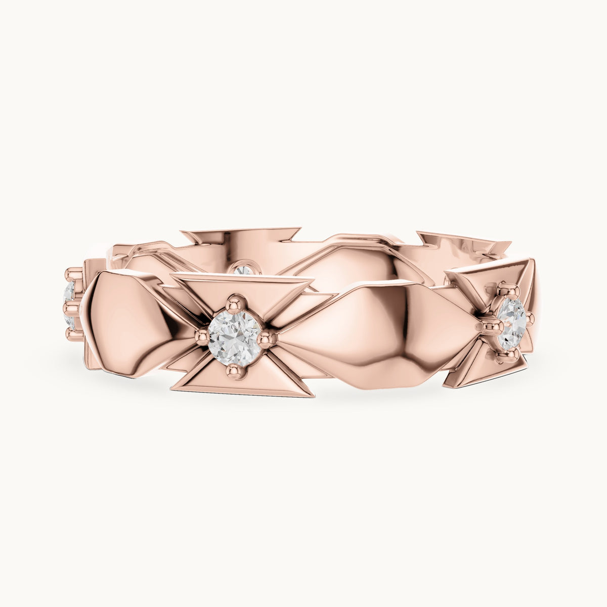 Round lab-grown diamond station full eternity band in rose gold, 0.175 CT TW, view 3