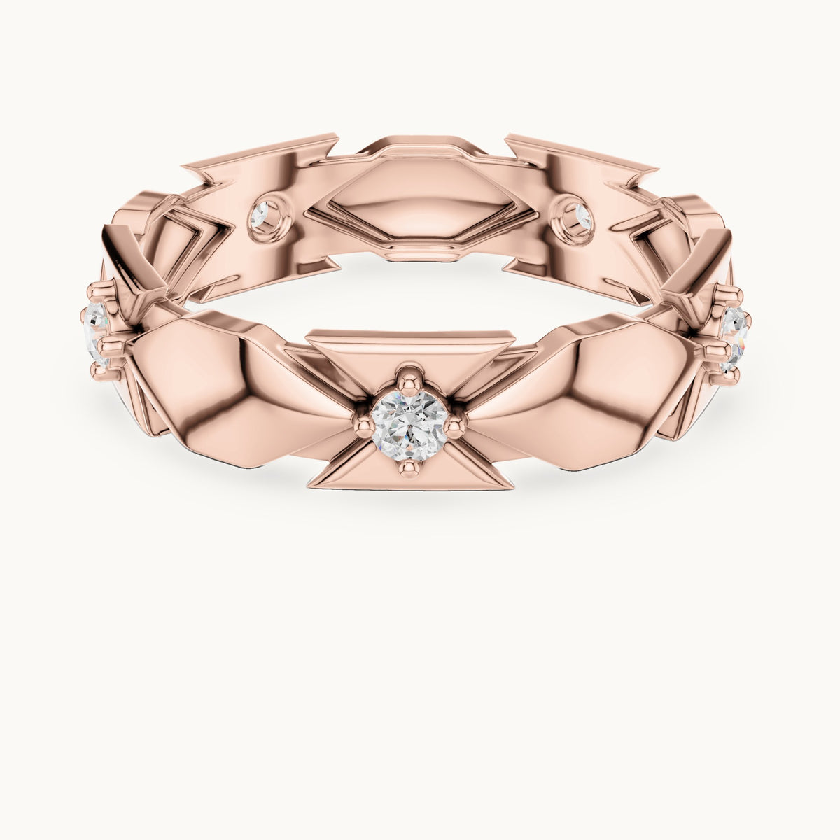 Round lab-grown diamond station full eternity band in rose gold, 0.175 CT TW, view 4